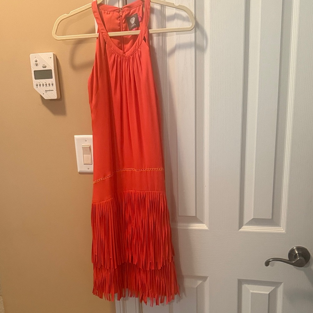 Vince Camuto Orange Fringe Dress